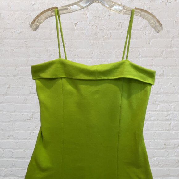 GW SPORT -- Long Top, Spaghetti Straps, Side Vents, Lime Green - Picture 11 of 15